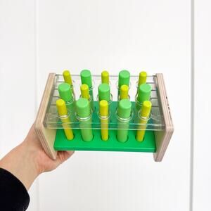 Lovevery Wooden Posting Stand from The Companion Play Kit